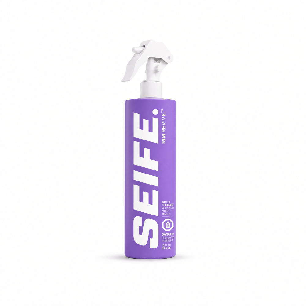 Rim Revive acid-free wheel cleaner spray bottle on a white studio background